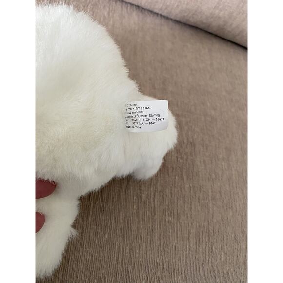 Sasco Inc White Christmas Teddy Bear Santa Hat Bow Tie Plush Stuffed Animal 9" - Picture 2 of 4